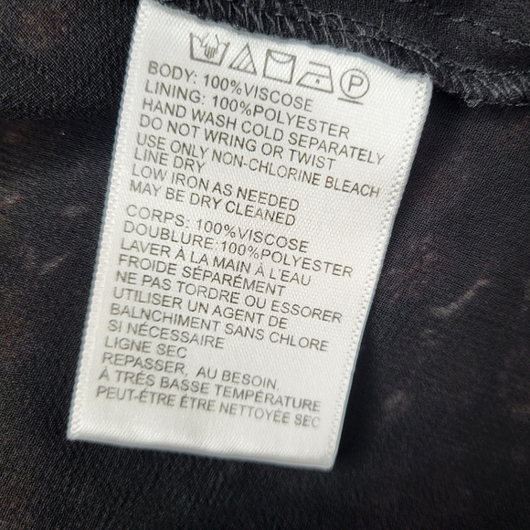 Ecote Dress Black Sheer Maroon Floral Print Split Long Sleeve V Neck Maxi Size S - Picture 12 of 12